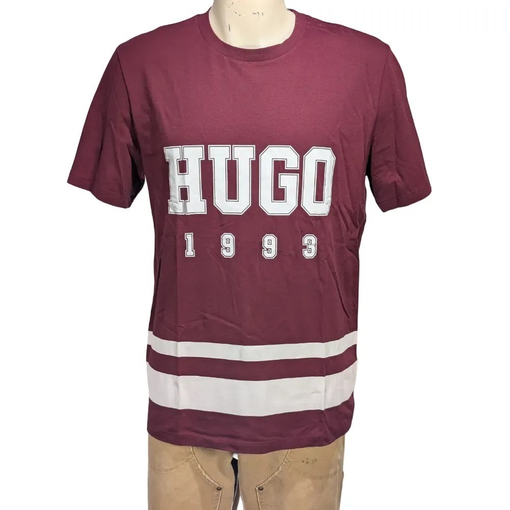 Hugo Boss Men's Burgundy Cotton Graphic T-Shirt 1993 Varsity Sz L NWT